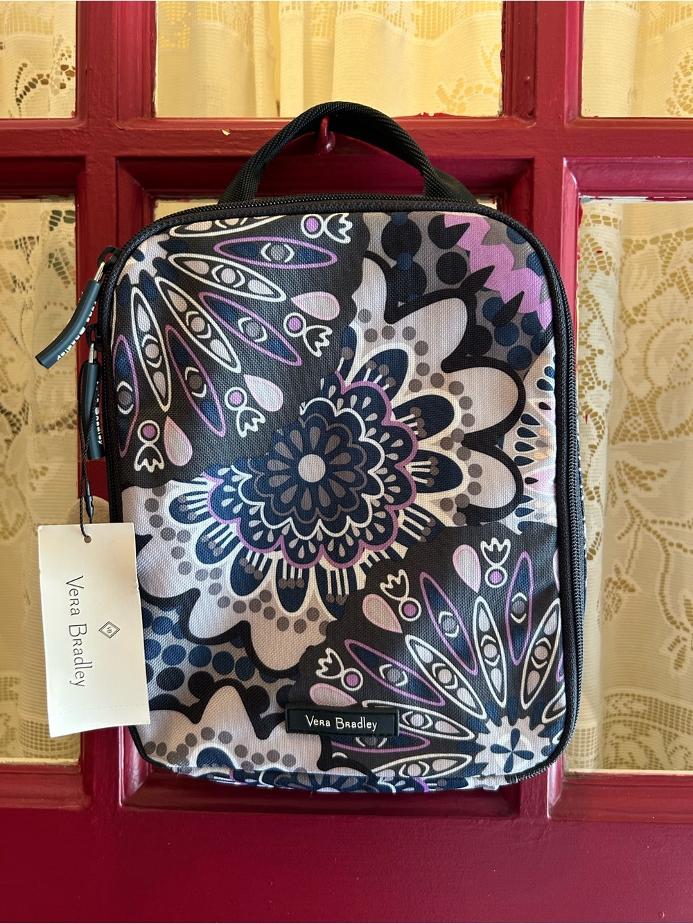 Vera Bradley Black, Purple & Pink Floral lunch bag